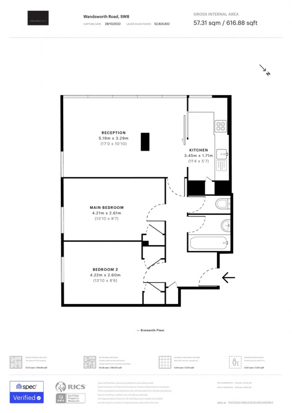 Floor Plan Image for 2 Bedroom Apartment for Sale in Wandsworth Road, London