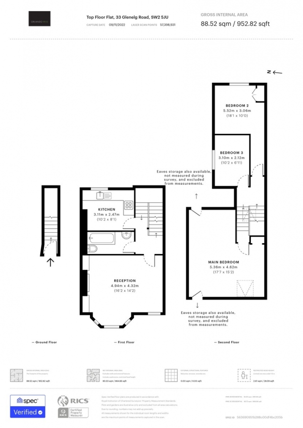 Floor Plan Image for 3 Bedroom Apartment for Sale in Glenelg Road, London