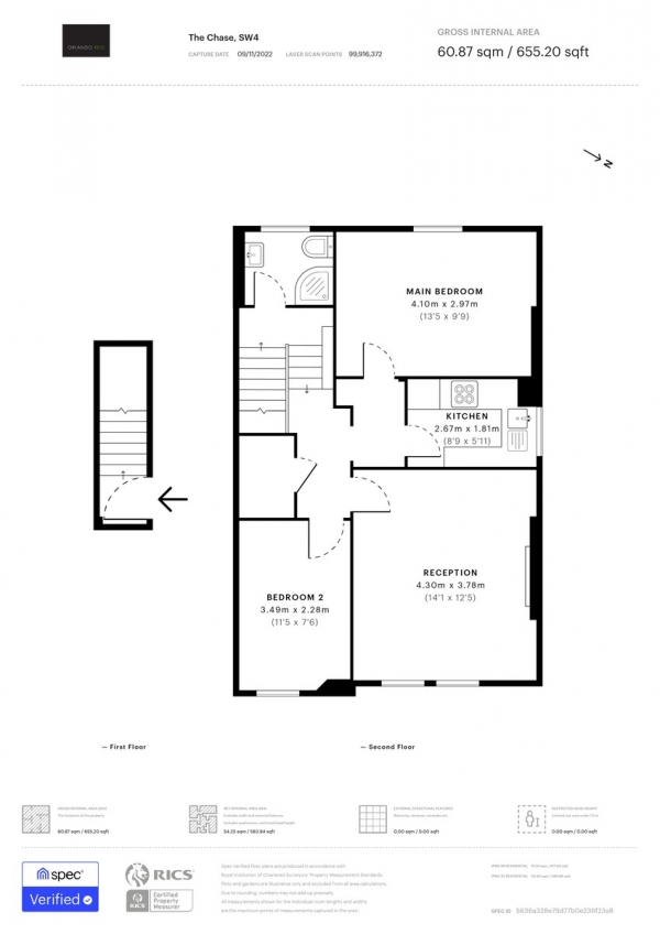 Floor Plan Image for 2 Bedroom Apartment for Sale in The Chase, Clapham