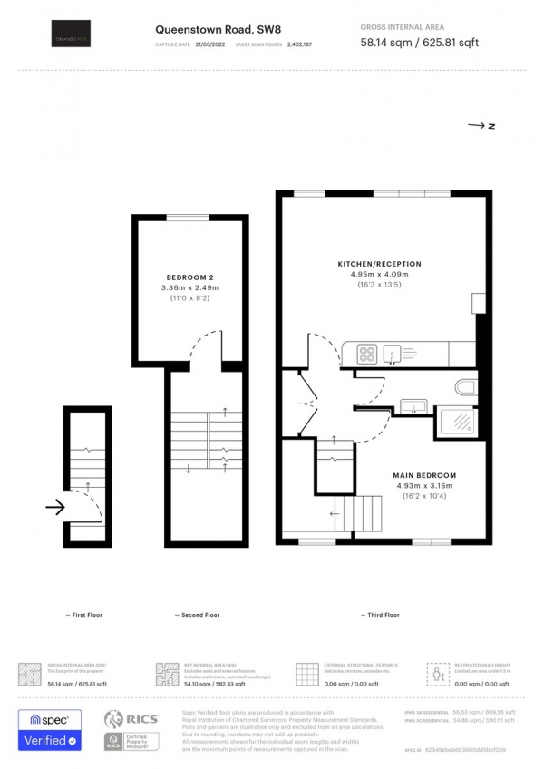 Floor Plan Image for 2 Bedroom Apartment for Sale in Queenstown Road, Battersea Park