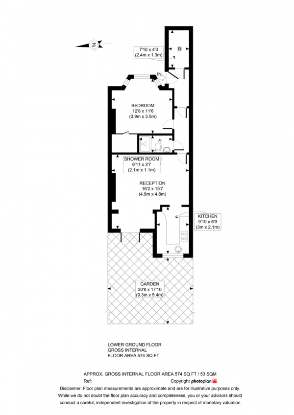 Floor Plan for 1 Bedroom Flat to Rent in Guildford Road, Stockwell, SW8, 2BX - £392 pw | £1700 pcm
