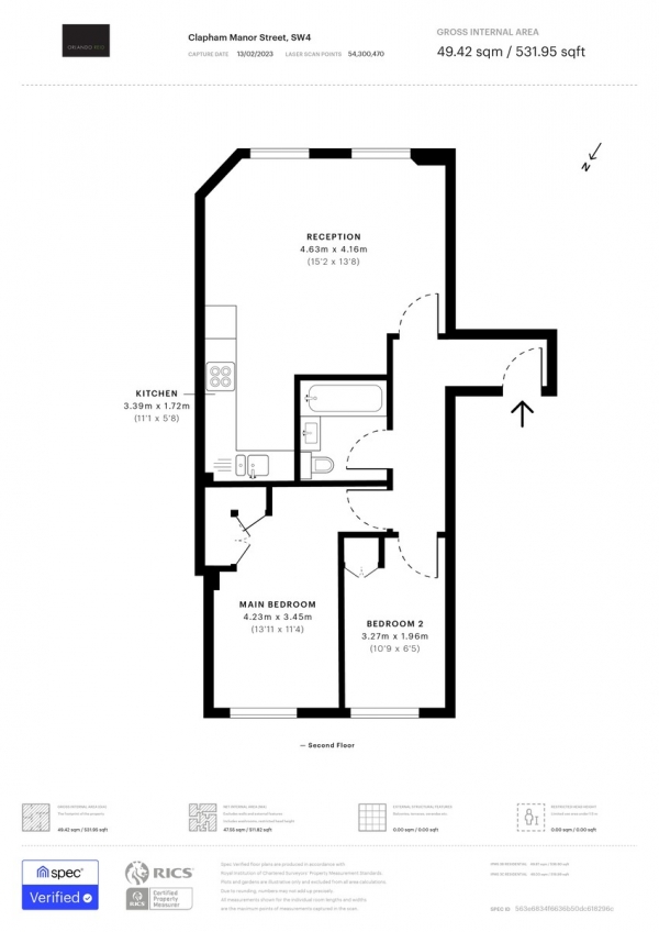 Floor Plan Image for 2 Bedroom Apartment for Sale in Clapham Manor Street, London