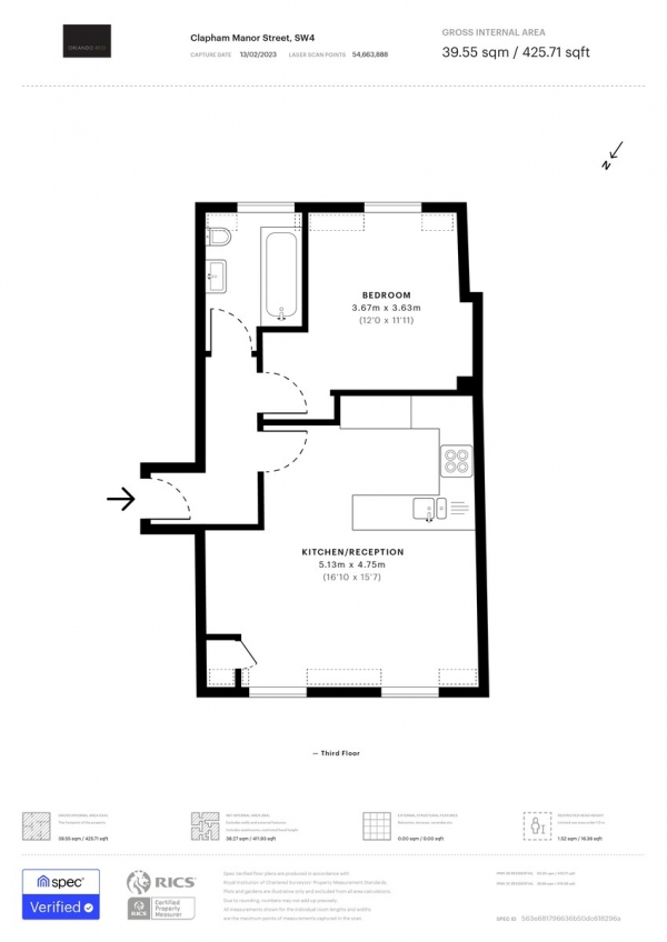 Floor Plan Image for 1 Bedroom Apartment for Sale in Clapham Manor Street, London