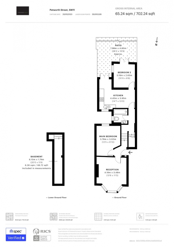 Floor Plan Image for 2 Bedroom Ground Flat for Sale in Petworth Street, Battersea