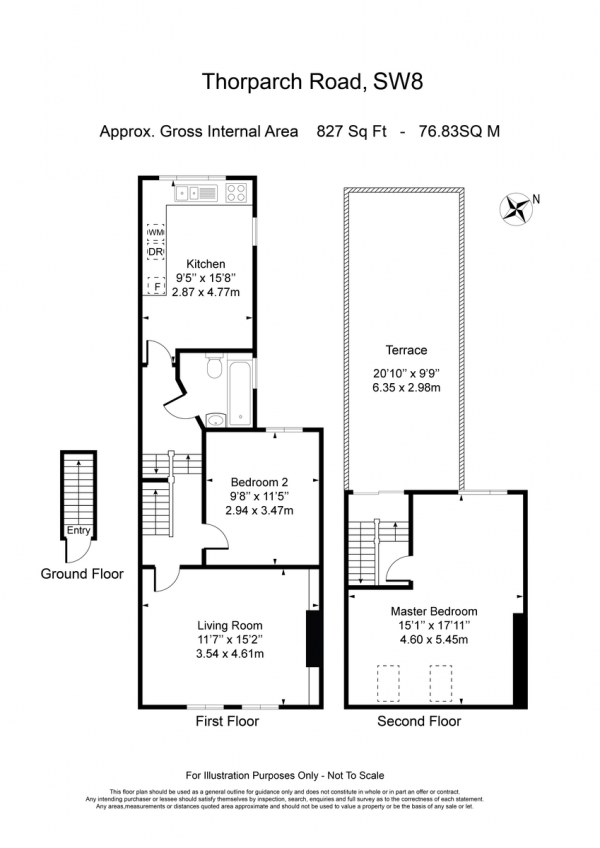 Floor Plan for 2 Bedroom Apartment to Rent in Thorparch Road, Stockwell, SW8, 4RU - £531 pw | £2300 pcm