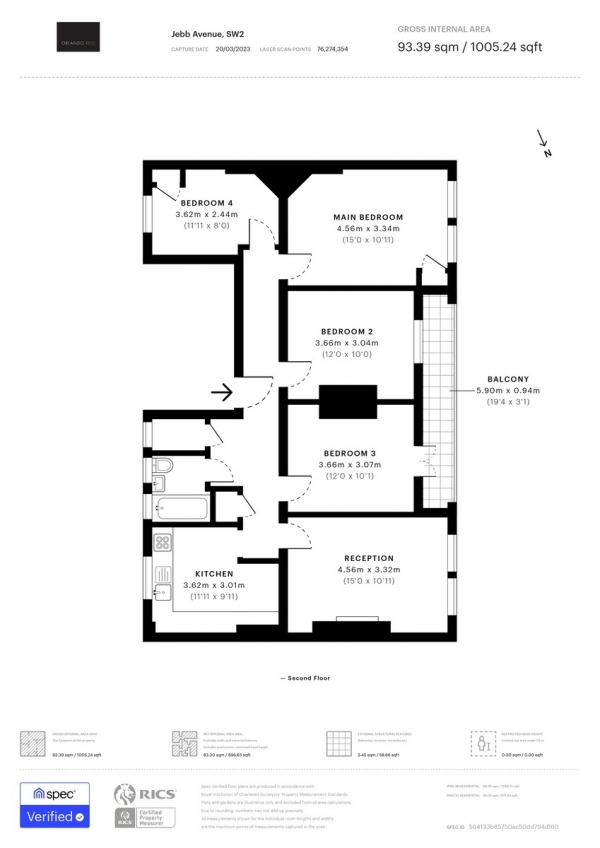 Floor Plan Image for 4 Bedroom Apartment for Sale in Jebb Avenue, London