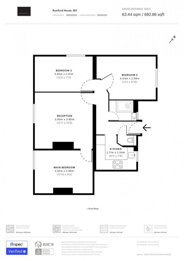 Floor Plan Image for 3 Bedroom Apartment for Sale in Rumford House, Bath Terrace