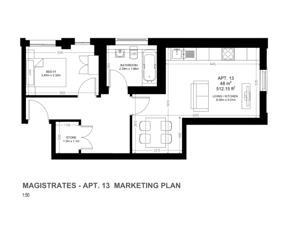 Floor Plan Image for 1 Bedroom Apartment for Sale in Magistrates Appt, Feltham Court