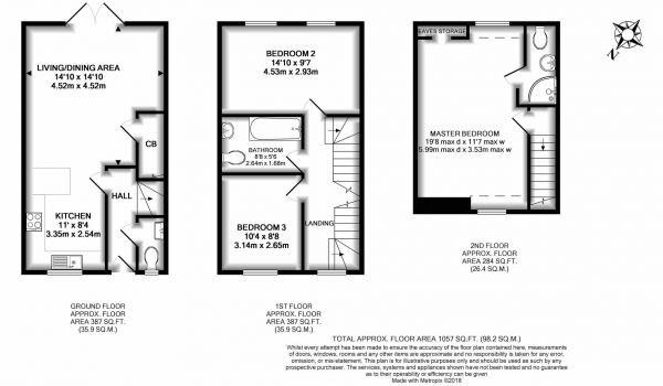 Floor Plan Image for 3 Bedroom Terraced House for Sale in Worcester Road, Hartlebury, Kidderminster