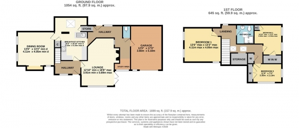 Floor Plan for 3 Bedroom Semi-Detached House for Sale in Ockeridge Lane, Holt Heath, Worcester, WR6, 6LY - Offers Over &pound400,000