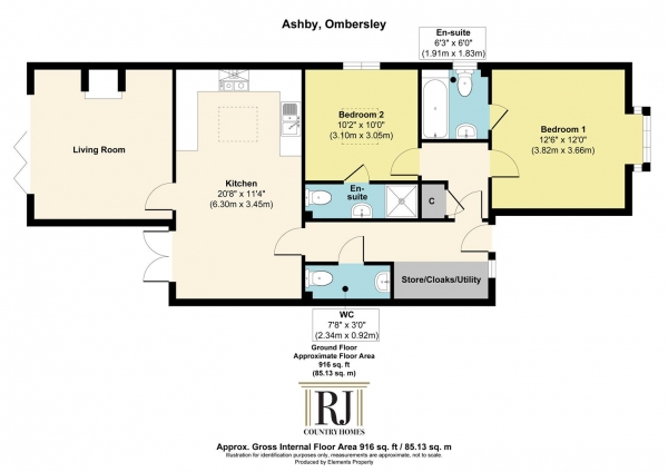 Floor Plan Image for 2 Bedroom Detached Bungalow for Sale in Main Road, Ombersley, Droitwich