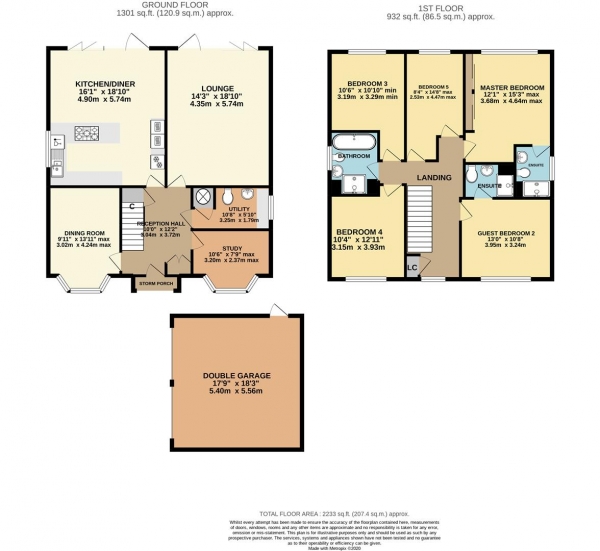 Floor Plan for 5 Bedroom Detached House for Sale in Fieldview Drive, Powick, Worcester, WR2, 4ST - Offers Over &pound475,000