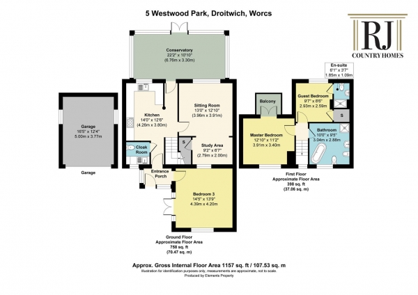 Floor Plan Image for 3 Bedroom Terraced House for Sale in Westwood Park, Droitwich