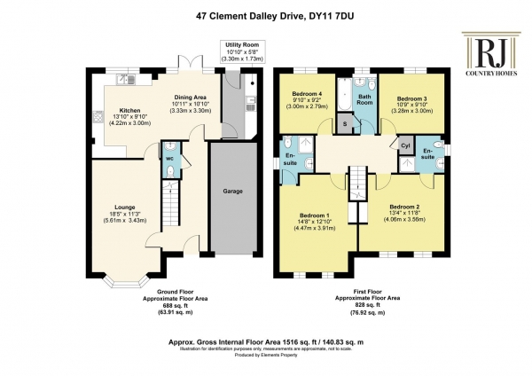 Floor Plan Image for 4 Bedroom Property for Sale in Clement Dalley Drive, Kidderminster, Worcestershire