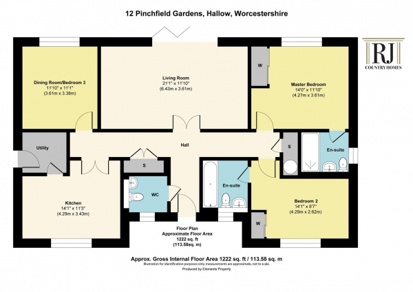 Floor Plan Image for 2 Bedroom Detached Bungalow for Sale in Pinchfield Gardens, Hallow, Worcestershire