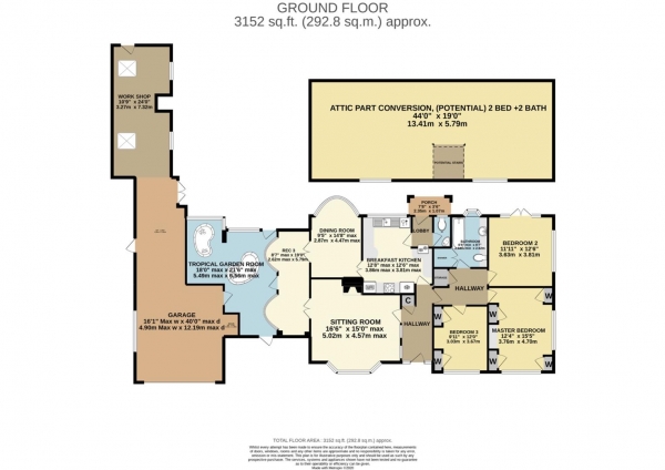 Floor Plan Image for 3 Bedroom Detached House for Sale in Madresfield Road, Sherrards Green, Malvern, Worcestershire