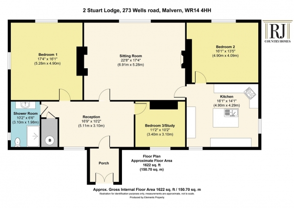 Floor Plan Image for 3 Bedroom Apartment for Sale in Wells Road, Malvern Wells, Worcestershire