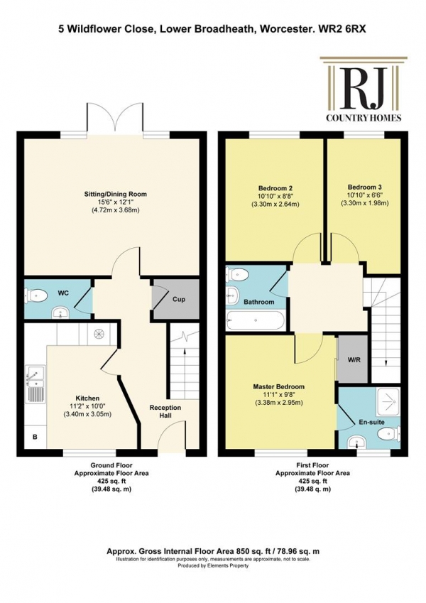 Floor Plan Image for 3 Bedroom Semi-Detached House for Sale in Wildflower Close, Lower Broadheath, Worcester