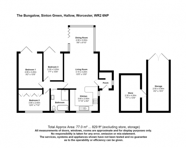 Floor Plan Image for 3 Bedroom Semi-Detached Bungalow for Sale in Sinton Green, Near Hallow, Worcestershire