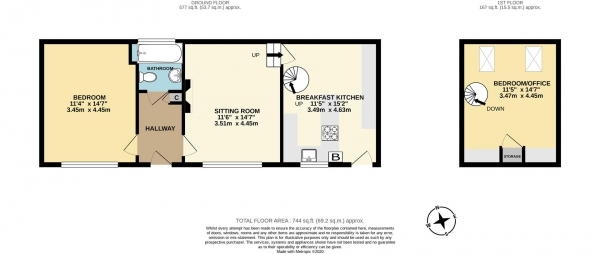 Floor Plan Image for 2 Bedroom Terraced House for Sale in Wolverley, Near Kidderminster, Worcestershire