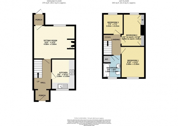 Floor Plan Image for 3 Bedroom Terraced House for Sale in Causeway Meadows, Stoke Prior, Near Bromsgrove, Worcestershire