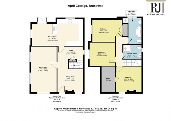 Floor Plan Image for 3 Bedroom Cottage for Sale in Broadwas, Worcestershire