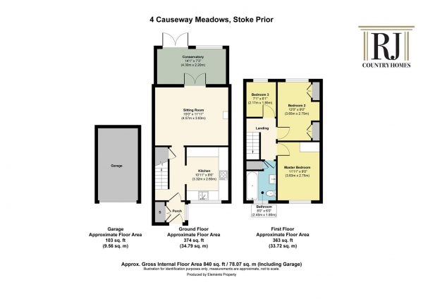 Floor Plan Image for 3 Bedroom Terraced House for Sale in Causeway Meadows, Stoke Prior, Bromsgrove