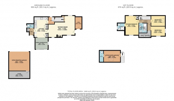 Floor Plan Image for 3 Bedroom Detached House for Sale in Fountain Court, Great Witley, Worcester