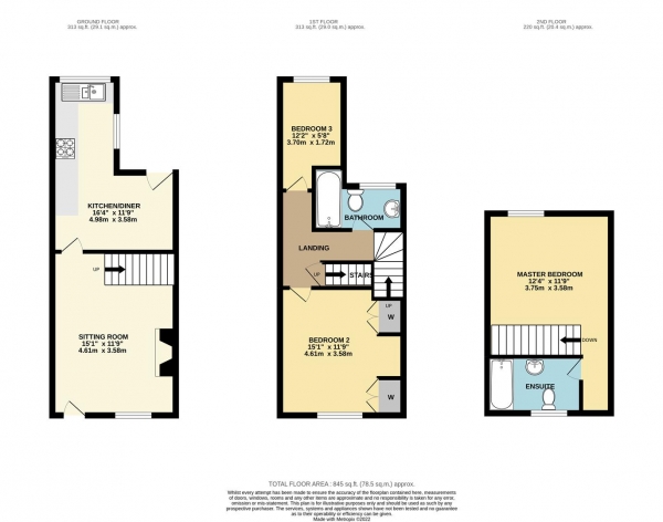 Floor Plan Image for 3 Bedroom Terraced House for Sale in Shaw Lane, Stoke Prior, Bromsgrove