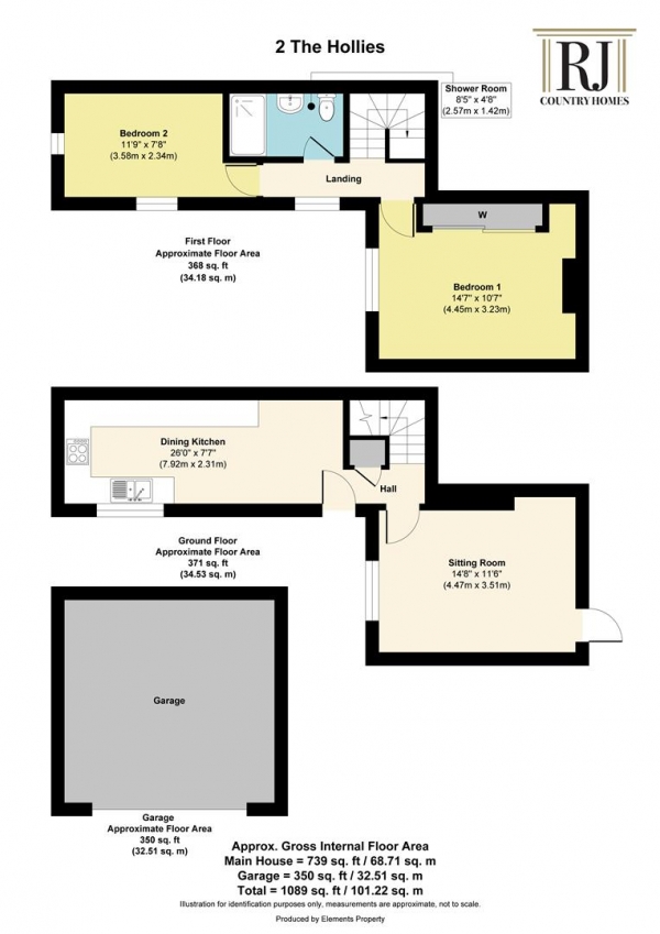 Floor Plan Image for 2 Bedroom End of Terrace House for Sale in Dark Lane, Dunley, Nr Stourport-On-Severn, Worcestershire