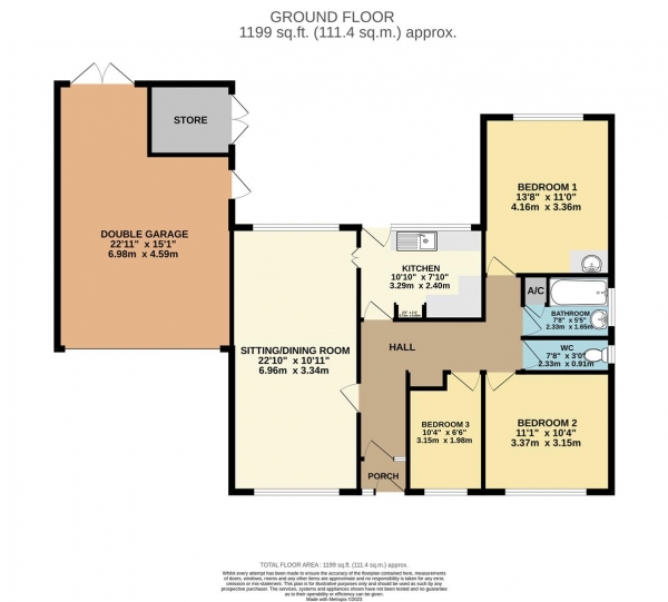 Floor Plan Image for 3 Bedroom Detached Bungalow for Sale in Rock, Kidderminster