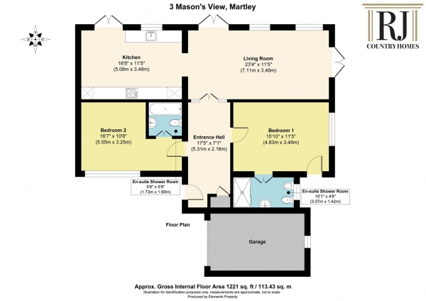 Floor Plan Image for 2 Bedroom Semi-Detached Bungalow for Sale in Laugherne Park, Martley, Worcester