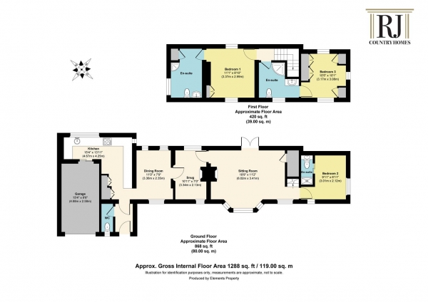 Floor Plan for 3 Bedroom Detached House for Sale in Hurst Lane, Fernhill Heath, Worcester, WR3, 8RR - Offers Over &pound500,000