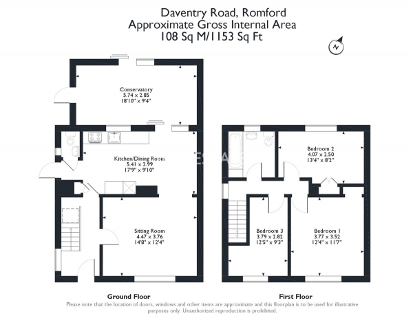 Floor Plan Image for 3 Bedroom Semi-Detached House for Sale in Daventry Road, Harold Hill