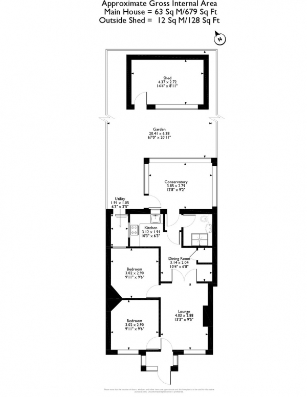 Floor Plan Image for 2 Bedroom Terraced Bungalow for Sale in Collier Row Road, Collier Row