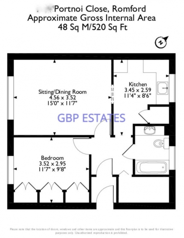 Floor Plan Image for 1 Bedroom Apartment for Sale in Portnoi Close, Romford