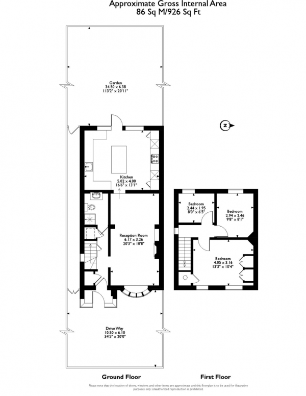 Floor Plan for 3 Bedroom Semi-Detached House for Sale in Heaton Way, Romford, RM3, 7HA - OIRO &pound375,000