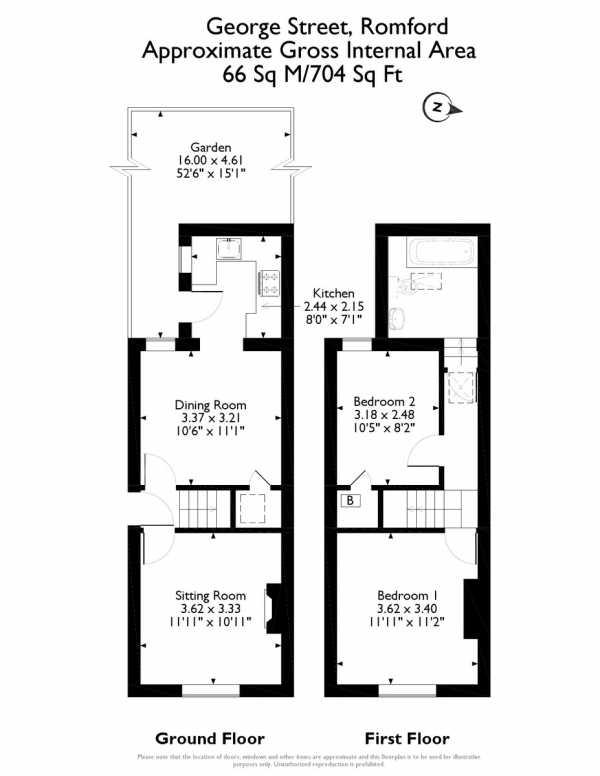 Floor Plan Image for 2 Bedroom Semi-Detached House for Sale in George Street, Romford RM1