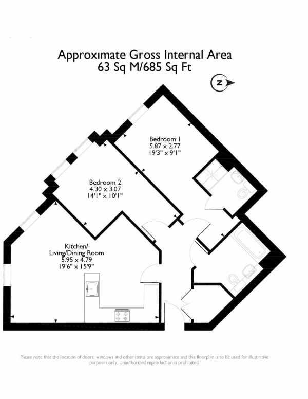 Floor Plan Image for 2 Bedroom Apartment for Sale in Laleham Court, Romford RM7