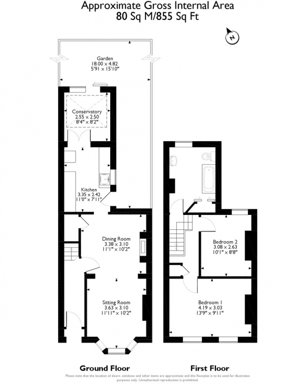 Floor Plan Image for 2 Bedroom Semi-Detached House for Sale in Allandale Road, Hornchurch RM11