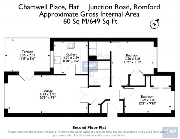 Floor Plan Image for 2 Bedroom Apartment for Sale in Junction Road, Romford RM1