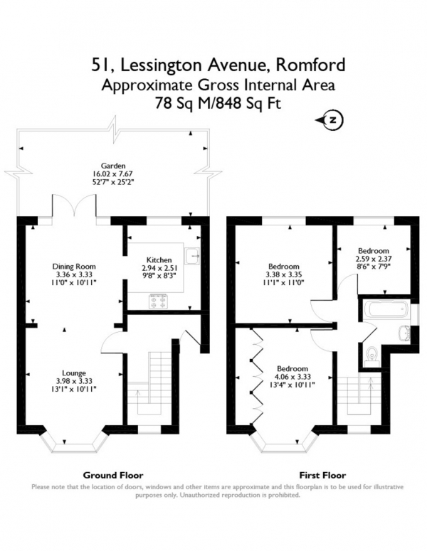 Floor Plan Image for 3 Bedroom Semi-Detached House for Sale in Lessington Avenue, Romford RM7