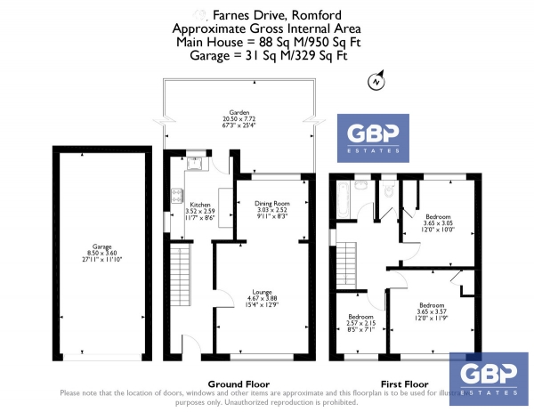 Floor Plan Image for 3 Bedroom Semi-Detached House for Sale in Farnes Drive, Gidea Park