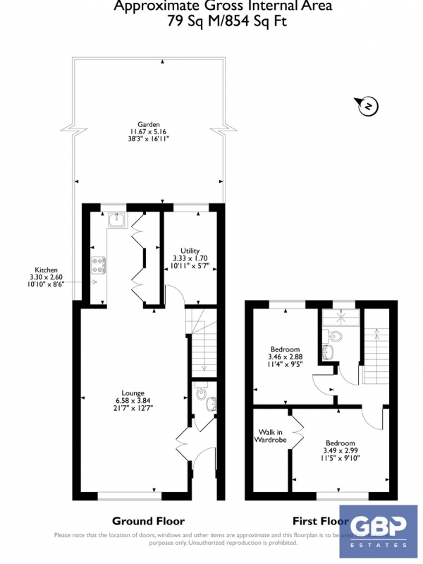 Floor Plan Image for 2 Bedroom Terraced House for Sale in Rowlands Road, Dagenham