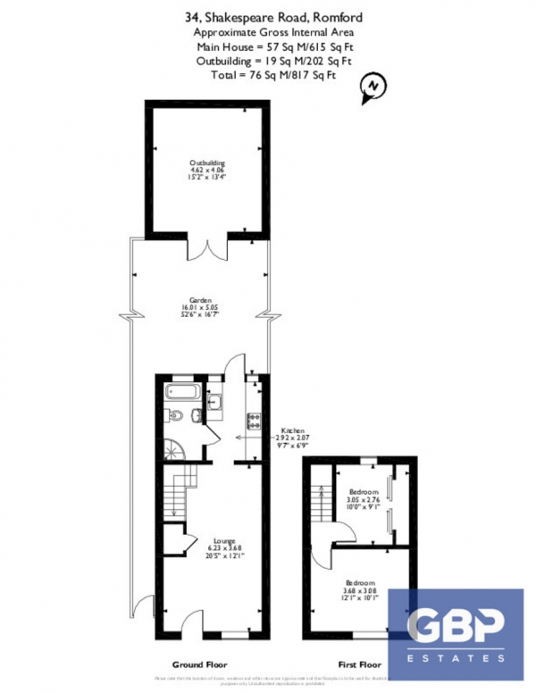 Floor Plan Image for 2 Bedroom Semi-Detached House for Sale in Shakespeare Road, Romford