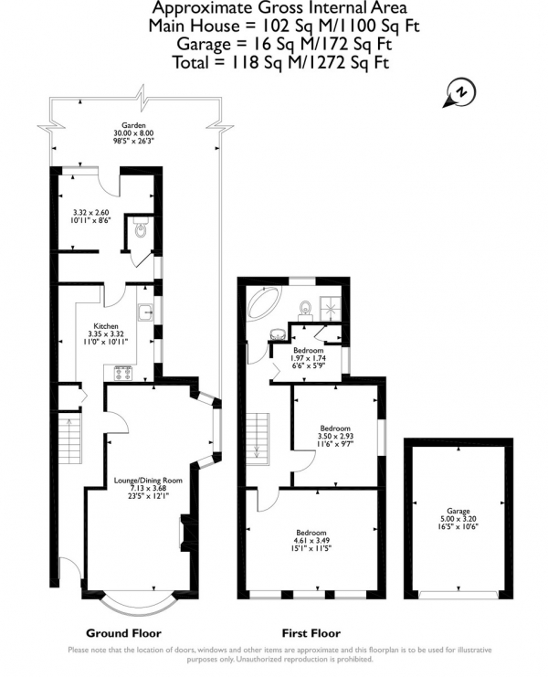 Floor Plan Image for 3 Bedroom Semi-Detached House for Sale in Palm Road, Romford RM7