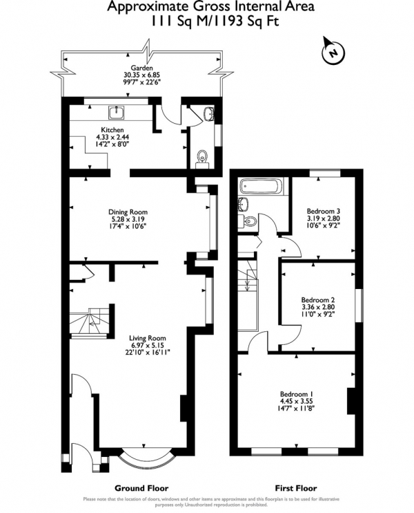 Floor Plan Image for 3 Bedroom Semi-Detached House for Sale in South Street, Romford