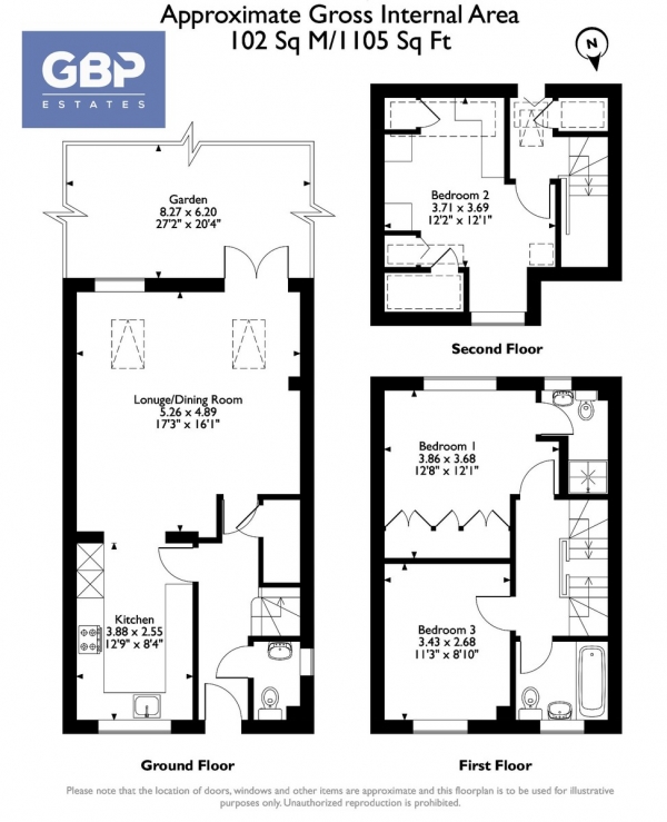 Floor Plan Image for 3 Bedroom End of Terrace House for Sale in Moss Lane, Romford