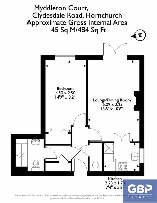 Floor Plan Image for 1 Bedroom Apartment for Sale in Myddleton Court, Clydesdale Road, Hornchurch