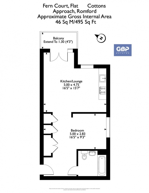 Floor Plan Image for 1 Bedroom Apartment for Sale in Cottons Approach, Romford